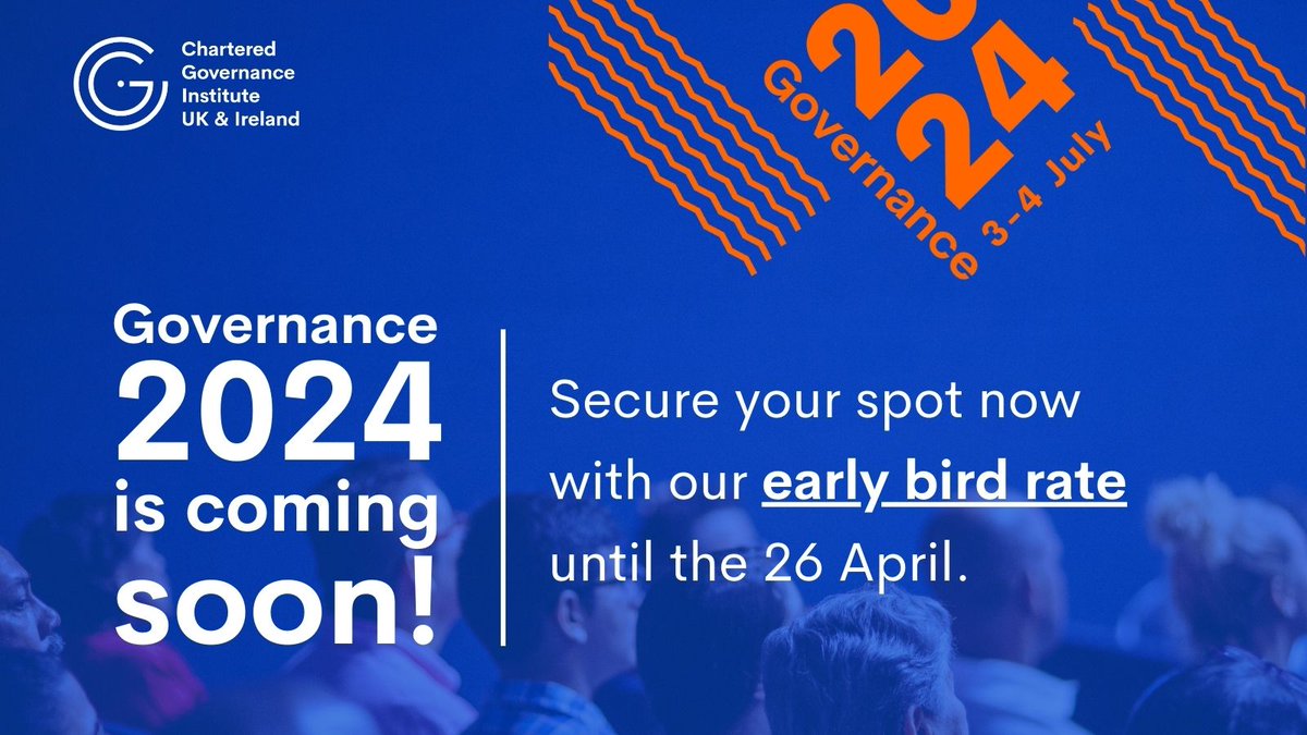 Unlock insights, network and stay ahead at Governance 2024! Early bird rates end on 26 April. Let's shape the future of governance together! Book your ticket now: cgi.org.uk/events/confere… #CGIUKI #Governance2024 #Governance #CGIUKIEvent