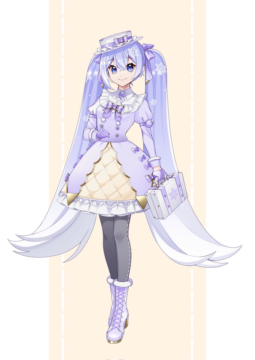 初音ミク ,雪ミク 「#雪ミク ラベンダーな仕立て屋さん 」|マスもふﾌﾟﾝのイラスト