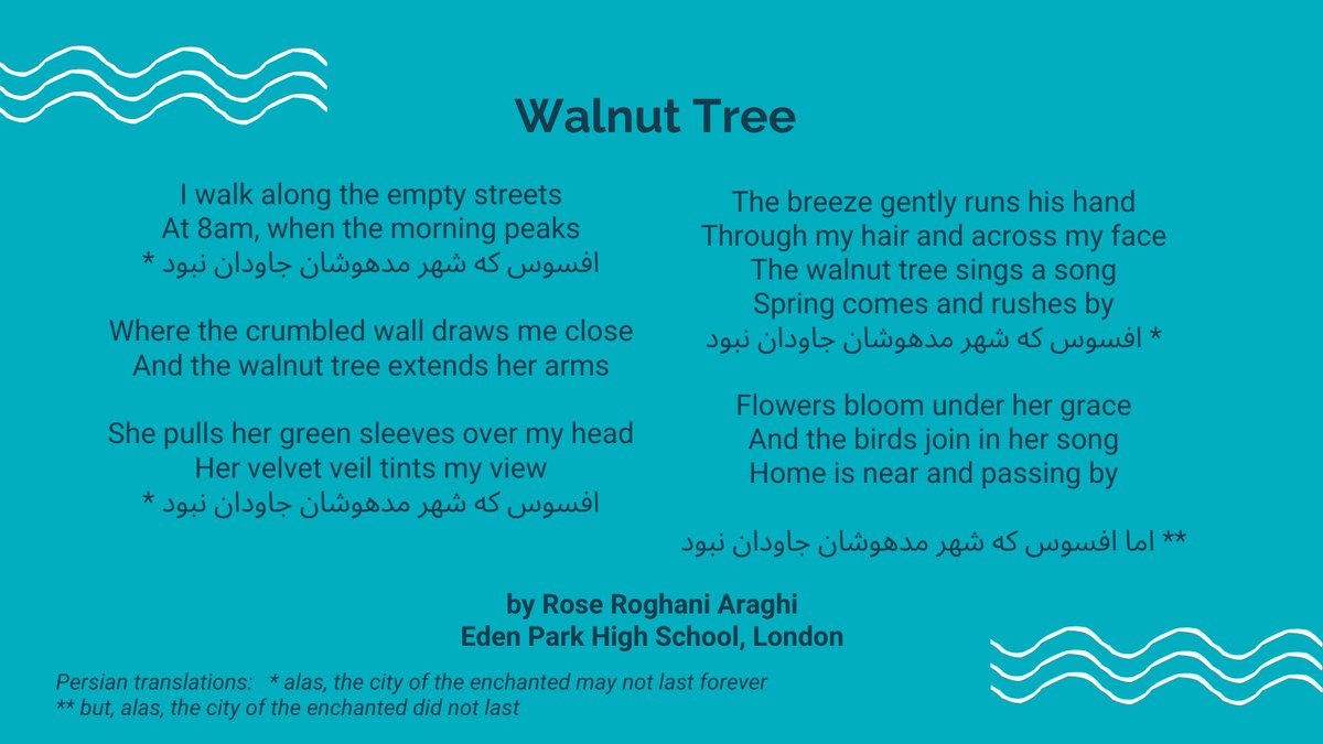 In celebration, of #EarthDay - a reminder of the importance of environmental conservation & sustainability - enjoy 'Walnut Tree' by Rose, @EdenParkHigh the winning entry from our 2023 Eco-Poetry Competition. The 2024 competition is now open for entries from our Partner Schools.