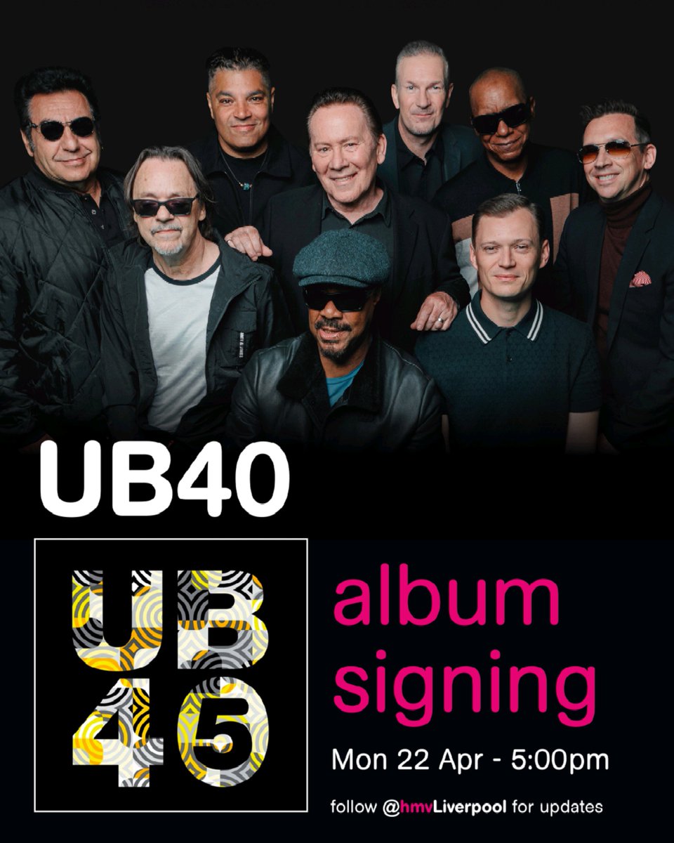 TODAY @ 5pm!

Come & meet  #UB40, here to sign copies of their new album #UB45 ✍️

Call in-store & pick up a copy to get involved: don't miss out!

#hmvLive