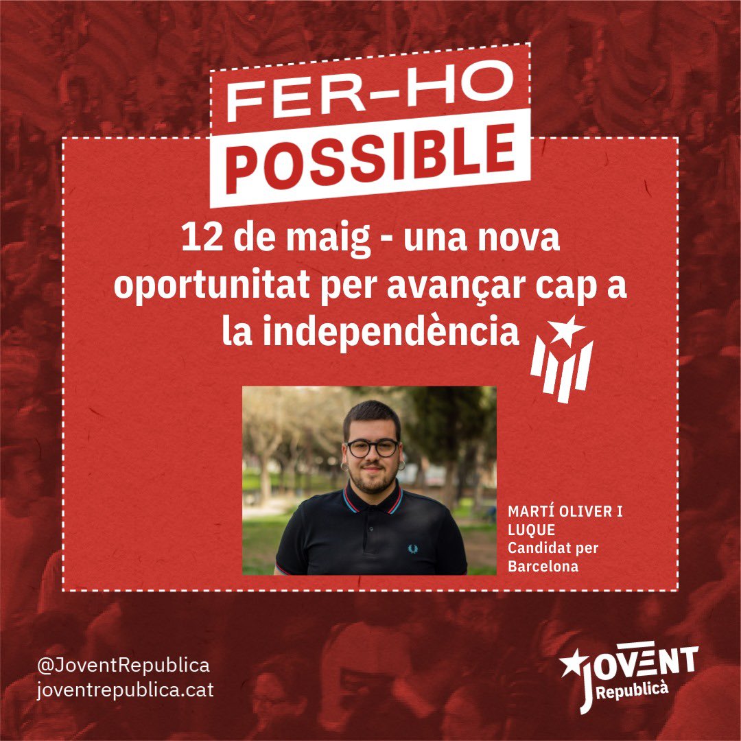 💬El candidat a les pròximes eleccions i portaveu del Baix Besòs Maresme, Martí Oliver, deixa clar que aquest #12M tenim una nova oportunitat per avançar cap a la independència. Tornem a #FerHoPossible✊ 

Llegeix l’article a la nostra web!👀
📲: joventrepublica.cat/url/199465707