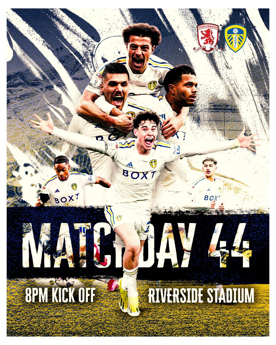 LUFC's tweet photo. 👊 𝗠𝗔𝗧𝗖𝗛𝗗𝗔𝗬
🆚 Middlesbrough
🏟️ Riverside Stadium
🕗 8pm (UK Time) https://t.co/HitHCojgZV