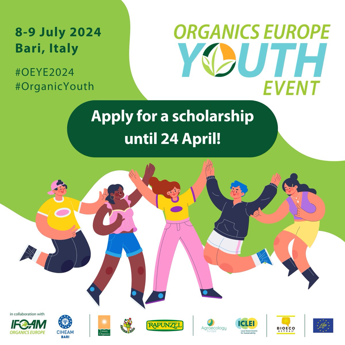 🚨Scholarship applications for the Organics Europe Youth Event are open until *24 April*!🚨 @OrganicsEurope offers financial support for travel & accommodation. 🏖🇮🇹Don’t miss this opportunity to enjoy local #food in Bari, #Italy, at @CIHEAMBari! organicseurope.bio/what-we-do/you…
