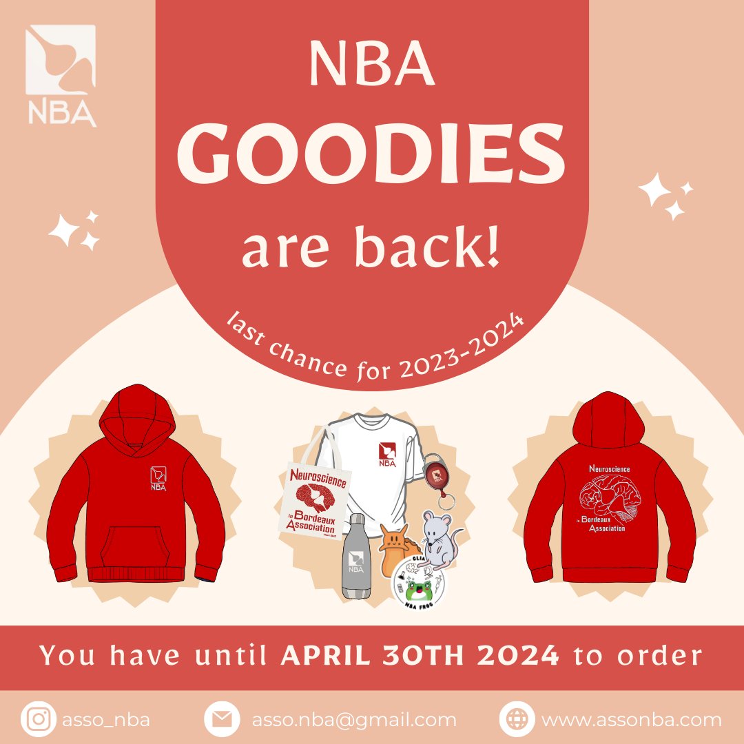 NBA goodies are back!!🔥 
This is your last chance to order our goodies this year! You have until April 30th to fill in the google form : docs.google.com/forms/d/e/1FAI…. 
We plan to give your orders on the day of the symposium and gala, June 13!✨More info coming soon
Cheers, the NBA