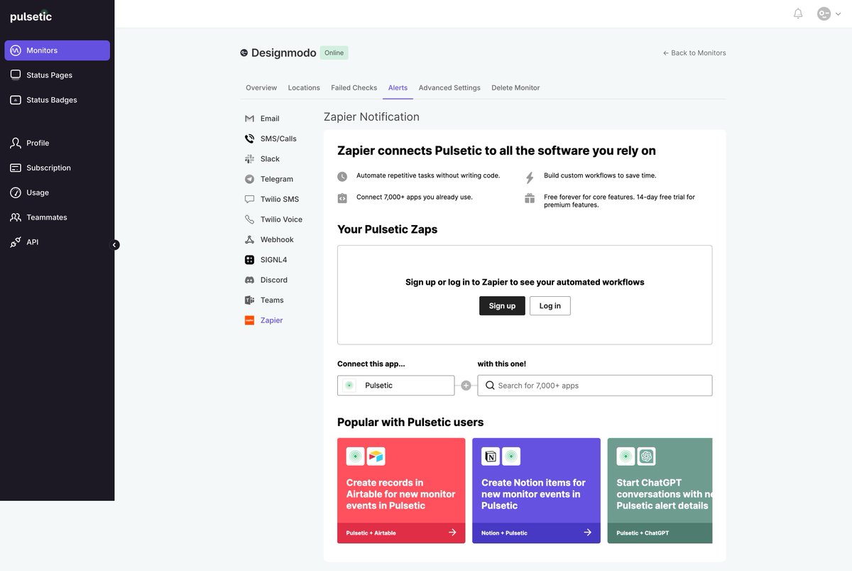 Starting today, you can access the Zapier integration directly from your account!