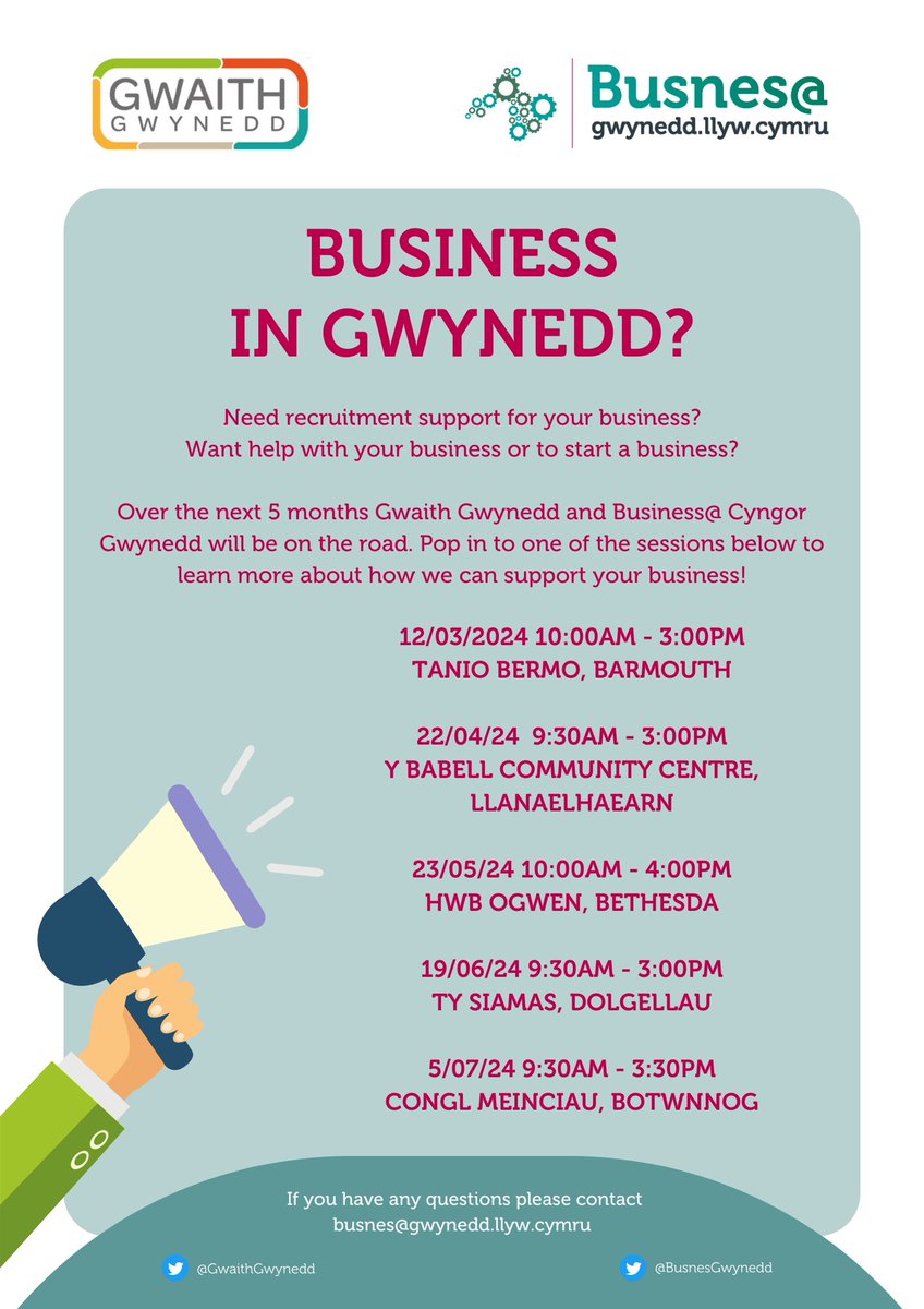 📢 Come along to Canolfan y Babell in Llanaelhaern this morning to learn about the business support and training available, as well as tender opportunities with the Council! @GwaithGwynedd @BusnesCymruGog @YGCcymru @M_SParc