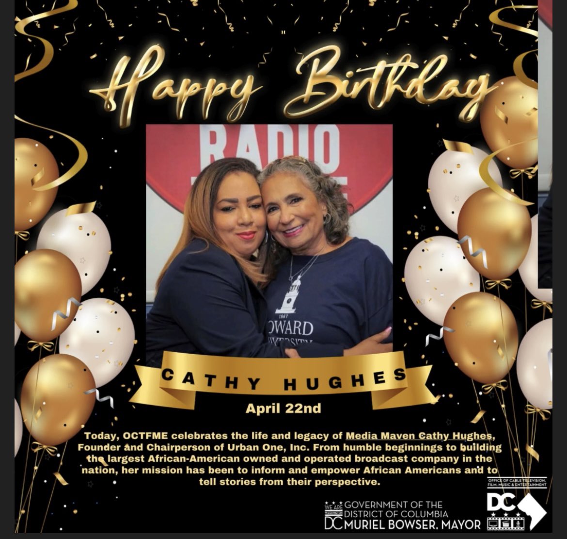 🎉Happy B-Day Cathy Hughes! From OCTFME & LaToya Foster, we honor your media legacy. Your work at Radio One & TV One has inspired many. Cheers to you!🌟