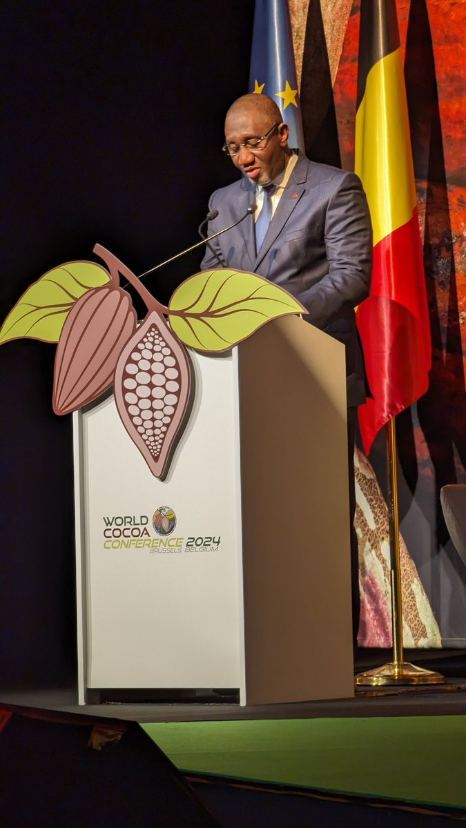 belgiumabidjan's tweet photo. ...intervention saluée par le Ministre du Commerce de Côte d'Ivoire 🇨🇮 Souleymane #Diarrassouba qui a donné un discours d'ouverture de cet événement mondial majeur pour le secteur du cacao (2/2)
#WCC5
#WorldCocoaConference
#CocoaBrussels2024 https://t.co/zgdJqcvgQ9