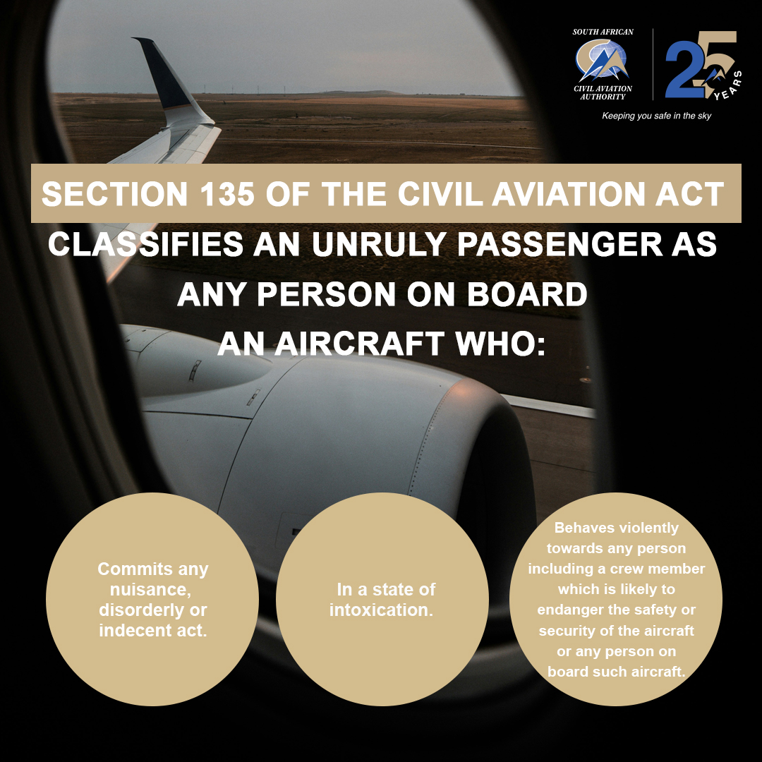 Unruly or dangerous passengers may be fined or imprisoned. If found guilty of an offence and, on conviction, liable to a fine or imprisonment for a period not exceeding six months or to both such a fine and imprisonment. To read more, visit bit.ly/47gQFJG.