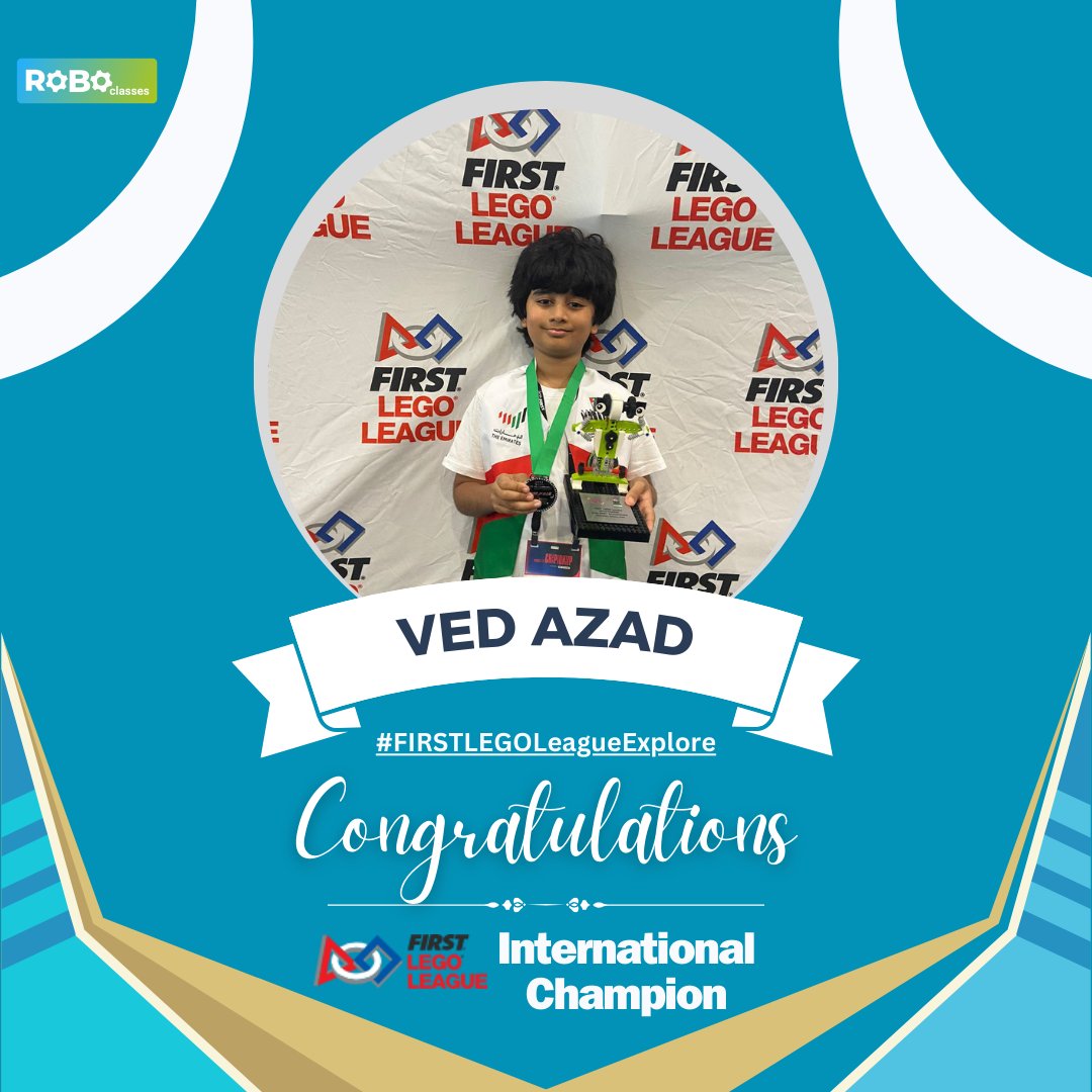 ClassesRobo's tweet image. Congratulations to our international champion and core values category award winner Ved Azad and whole DIA team for FLL Explore final event in USA last week. 
#fllchampion #roboclasses #fllexplore #flluae #roboticsforkids