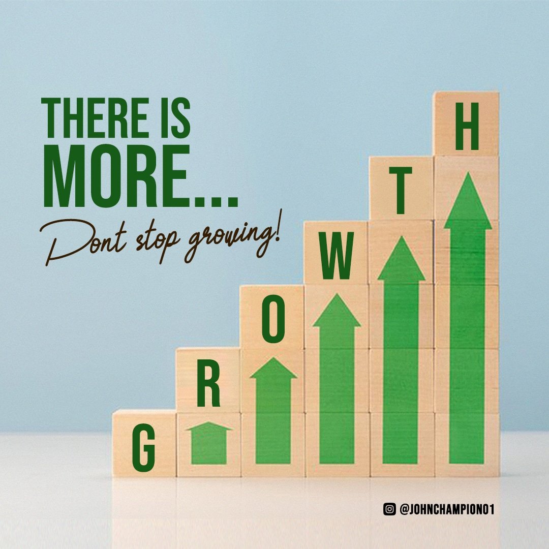 'I don’t think it’s wise to
measure progress according to security. I think it’s wiser to measure it by
significance, and that requires growth' says John C. Maxwell.
 
It's another new week to give growth your best.
There is more. Don't stop growing!

#growth
#impactfulliving