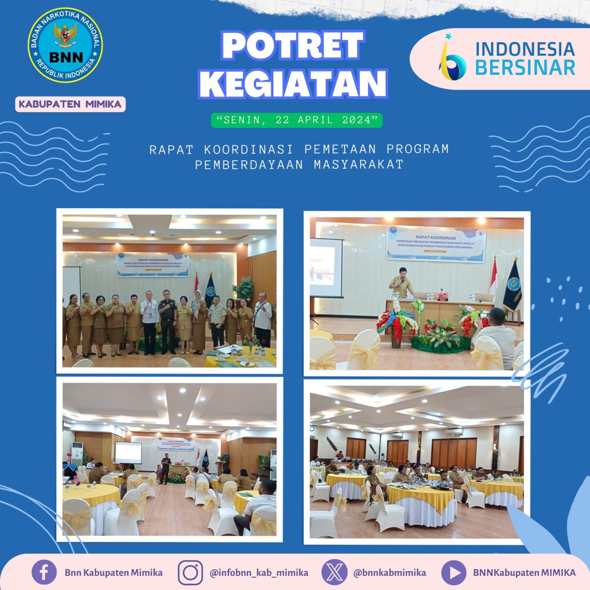 Rapat Koordinasi Pemetaan Program Pemberdayaan Masyarakat.

#generasiemaspapua
#IndonesiaBersinar
#Indonesiabersihnarkoba
#papuabersinar
#BNNKMIMIKA
#BNNPPAPUA
#BNNRI