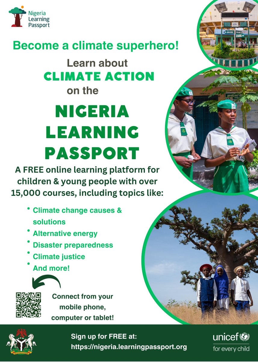 Ready to be a climate superhero? 🦸‍♂️🌍 Sign up for the Nigeria Learning Passport to access 15,000+ courses for FREE! Learn about climate action, alternative energy, disaster preparedness, and more. Getting started here: nigeria.learningpassport.org #ClimateEducation #MotherEarthDay