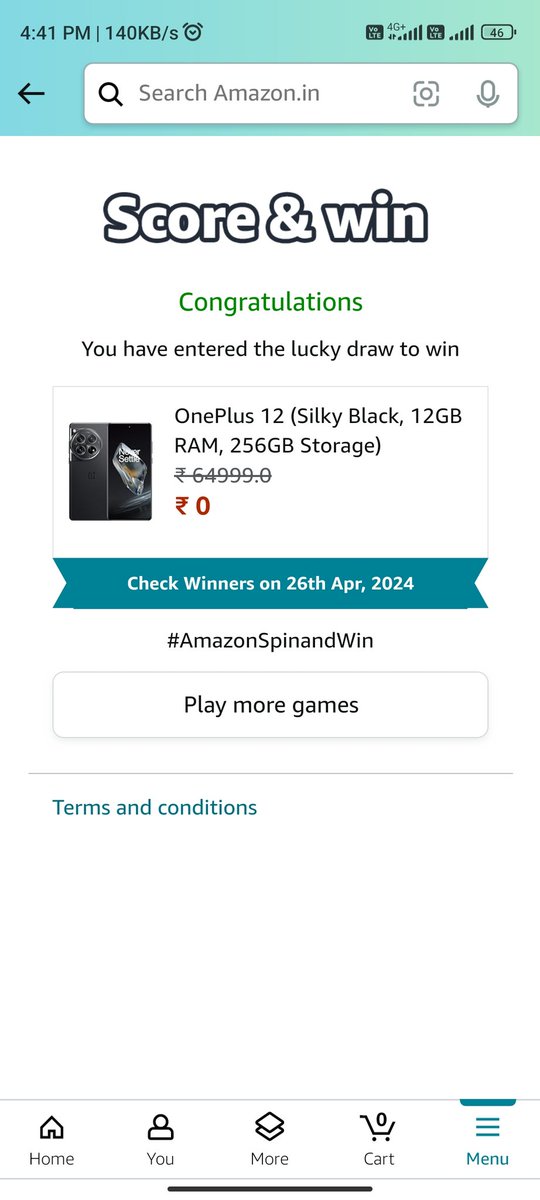 #Amazonspinandwin 🥳🥳🥳🌟🌟
#OnePlus12 #OnePlus125G 🥳🥳🌟