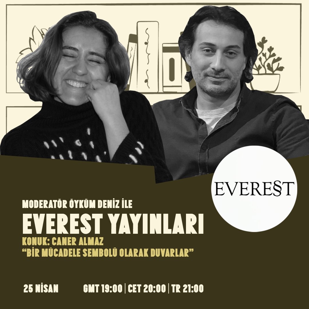 📚 Everest Yayınları'nın mekan sahipliği yaptığı buluşmalar gather-in'de devam ediyor. Bu perşembe Öyküm Deniz moderatörlüğünde, yazar Caner Almaz ile online buluşuyoruz. Yerini ayır: gatherin.life/place/everest-… *Buluşma ücretsiz ve 50 kişi ile sınırlıdır.