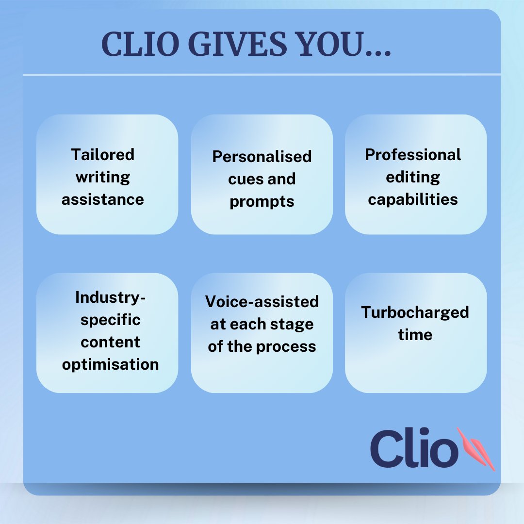 Why spend years on a task that Clio can streamline for you in days? 

Clio is changing the game for business book creation, and you can benefit from this revolution. 

Sign up: cliobooks.ai/signup/

#ClioBooks #BookPublishing #BookPublishingTool #BookWriting #ClioBooksAI