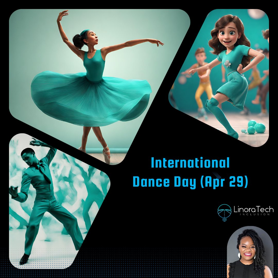 🌎 What dance moves make your heart soar?
Share your go-to dance anthem.

Celebrate International Dance Day (April 29, 2024) by moving to the rhythm and joy of dance!

Like, Share, Comment, and Follow me for more 😊

#LinoratechInclusion #DigitalAccessibility #DanceDay