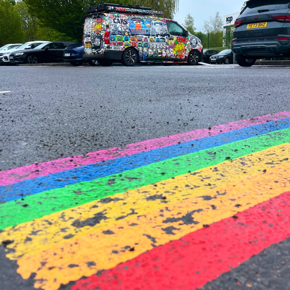 Adding a splash of colour on a grey rainy day in Milton Keynes 🌈🎨🚐