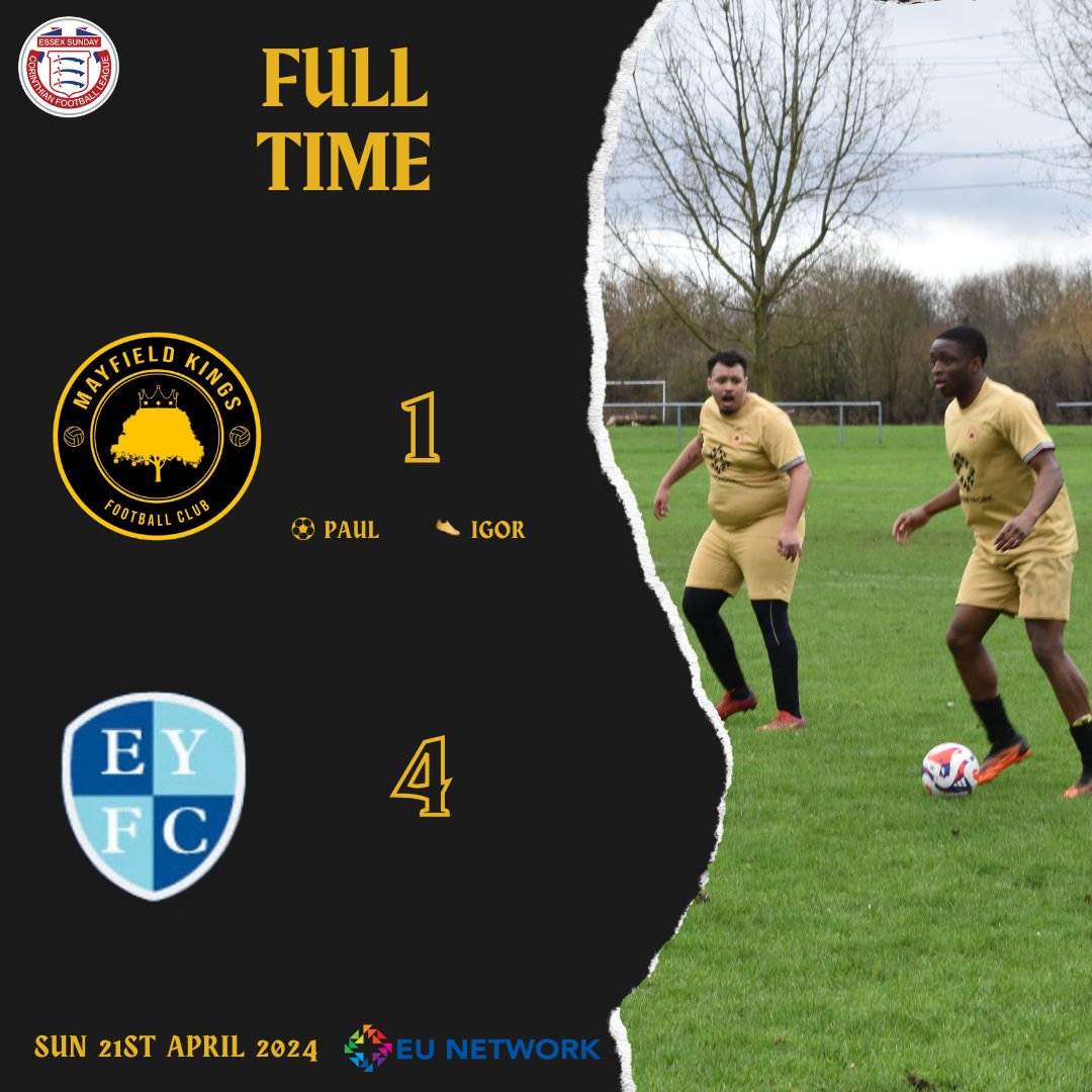 Unfortunately, our final game of the season ends in defeat.

The Kings will now finish 6th place in the @essexcorinthian Div 6 table.

👑🌳

⚽️ Paul

🅰️ Igor

#MayfieldKingsFC #SundayLeague #Football #UpTheKings