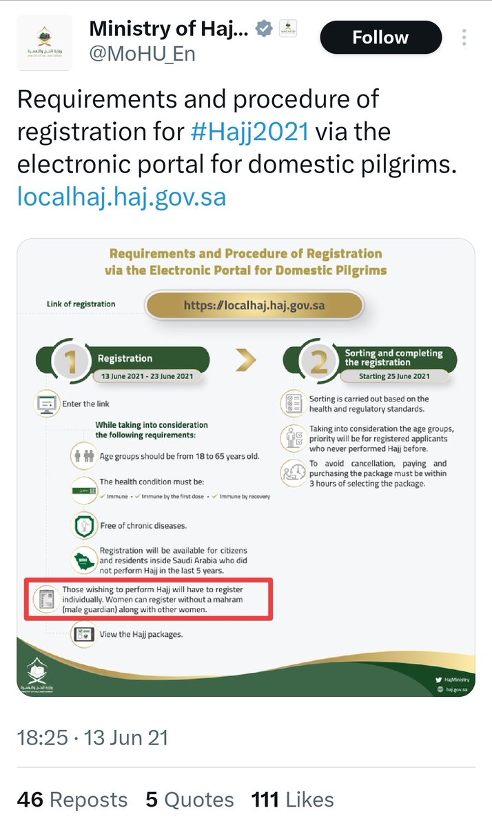 @ANI One more lie by PM Modi. It is the Saudi govt who allowed Women across the without Mehram for Haj and Umrah? Why steel credits. Here is a statement of the Ministry of Haj and Umrah @MoHU_En