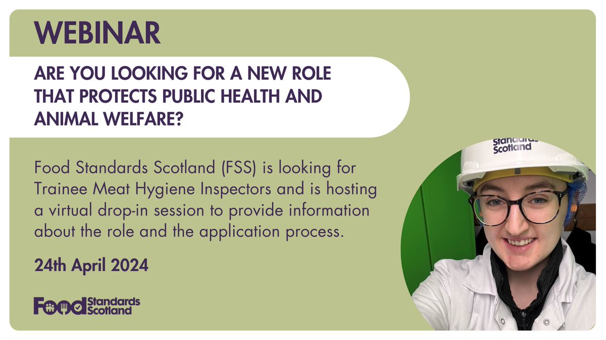 Thinking about a new career? Our Trainee Meat Hygiene Inspector position could be for you. Join us for a virtual drop-in session to discover more about the role and the application process. Visit the link to find out more information: bit.ly/4cSRpbZ #FoodSafety