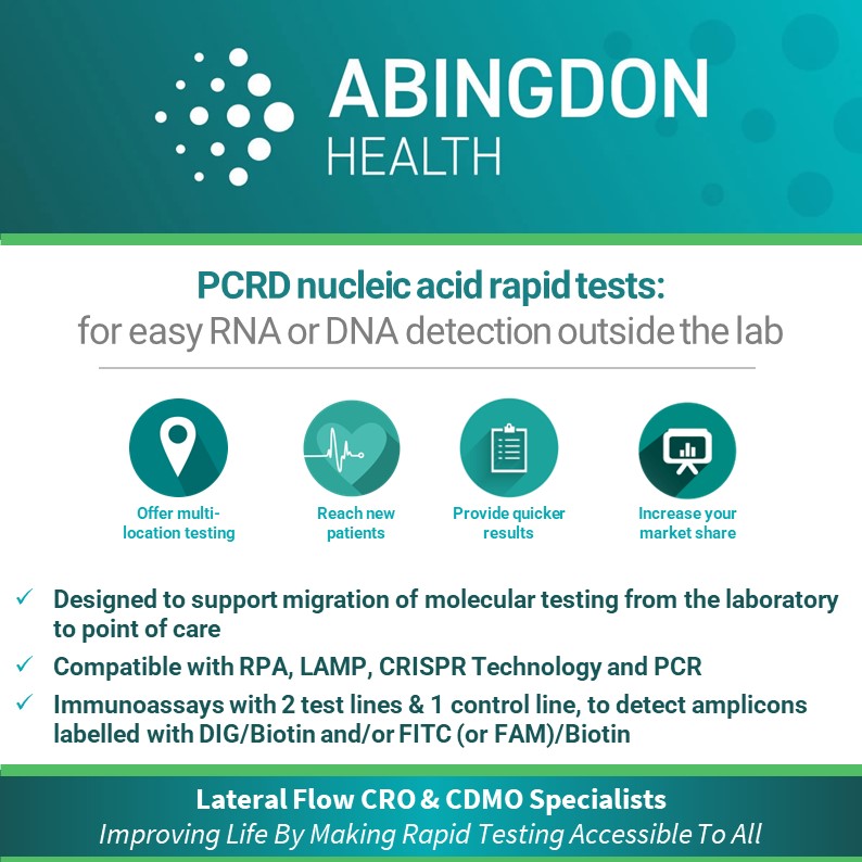 Discover #PCRD nucleic acid detection #rapidtests many benefits: bit.ly/4axP9VU

✔️Supports molecular testing outside the lab to point of care
✔️Compatible with RPA, LAMP, CRISPR & PCR

#moleculartesting #lateralflow #biotechnology #PCR #diagnostics #immunoassay