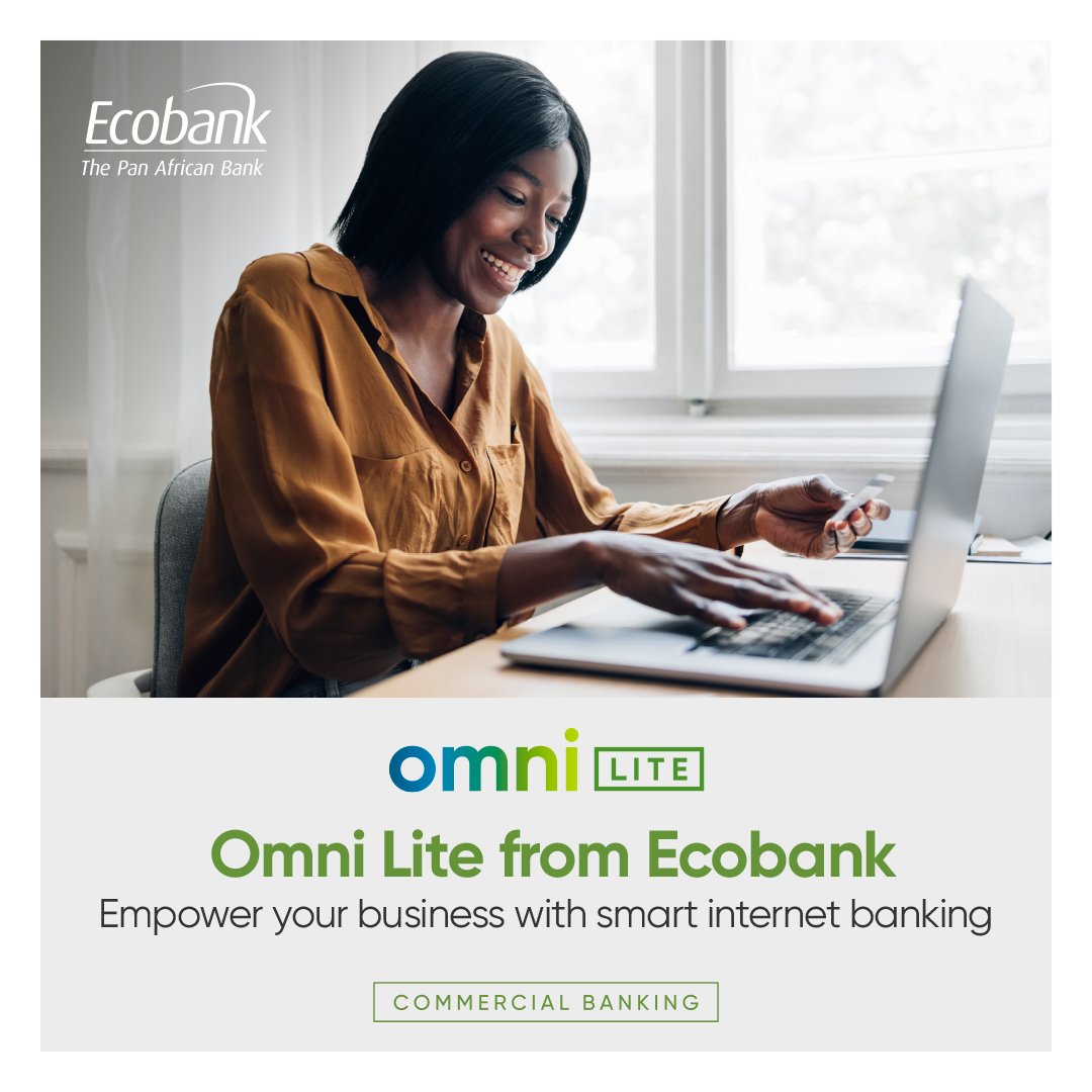 Elevate your business with Omni Lite, the ultimate and secure #OnlineBanking solution for businesses. #Ecobank #OmniLite allows you to enjoy seamless financial transactions that will take your business to the next level. Get started now at ecobank.com/omni-lite #ABetterWay