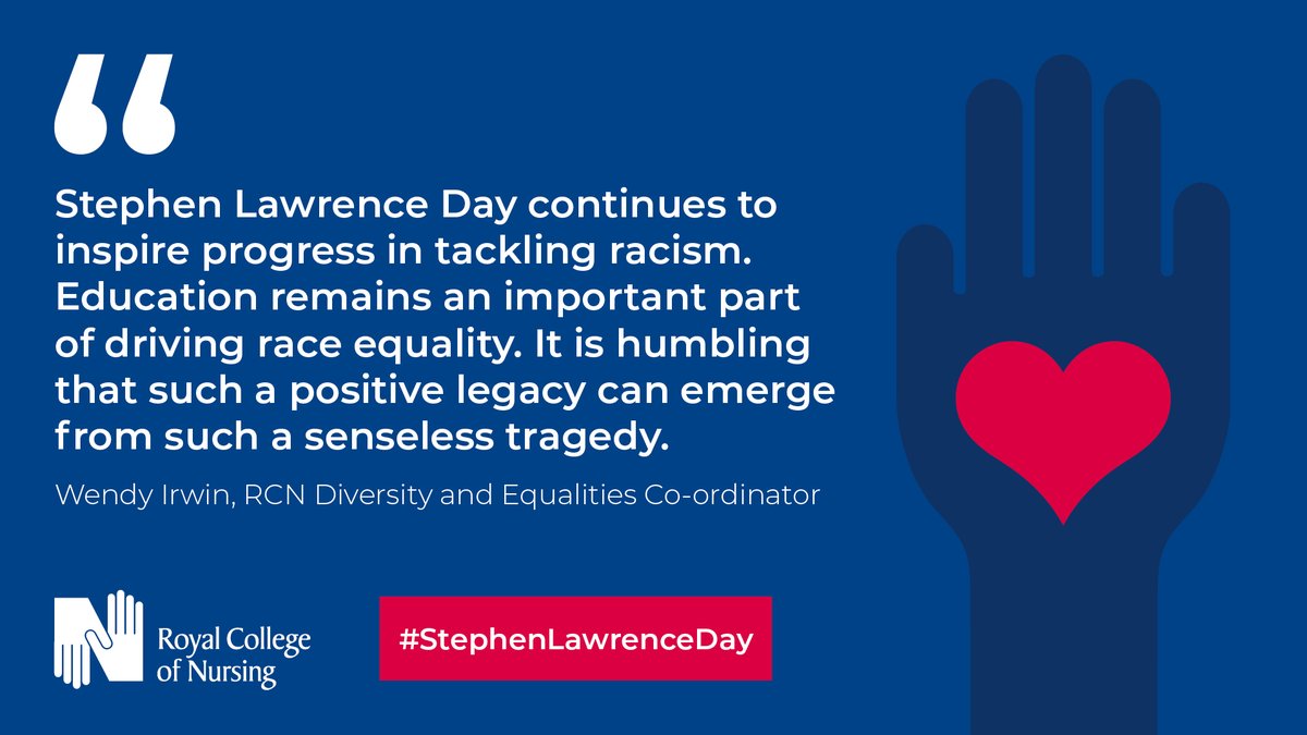 On #StephenLawrenceDay @theRCN Diversity & Equalities Co-ordinator Wendy Irwin highlights the importance of education in driving race equality. We must all renew our commitment to tackling racism in our daily lives and call it out when we see it. #PowerOfLearning24 @sldayfdn