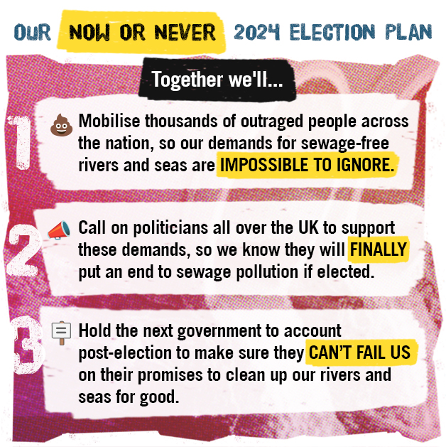 Pssst. 👀 We’ve got big plans for the next election to #EndSewagePollution once and for all!

Will you help make sure the next government can’t hide from cleaning up sickening sewage? Donate NOW and DOUBLE YOUR IMPACT - 3 days left to reach our target: pulse.ly/uniqjnyknt