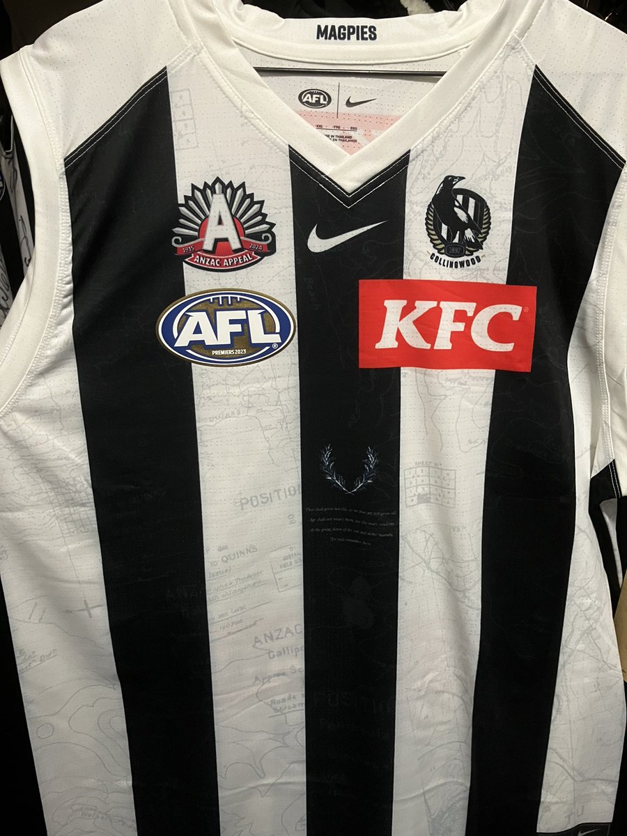 Miss__Danni's tweet photo. This is sooo pretty! Brightened my day! #goldlogo #premiers #ANZACDayguernsey #gopies @CollingwoodFC https://t.co/1wPHOkEHLO