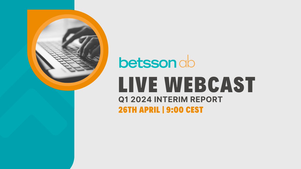 💻 Join us for Betsson's Live Webcast of the Q1 2024 Interim Report on Friday, 26th of April, at 9:00 CEST. Pontus Lindwall, CEO of Betsson AB, and Martin Öhman, CFO, will present the results for the Q1 2024 report. 📈📊

Join the live webcast: ir.financialhearings.com/betsson-q1-rep…