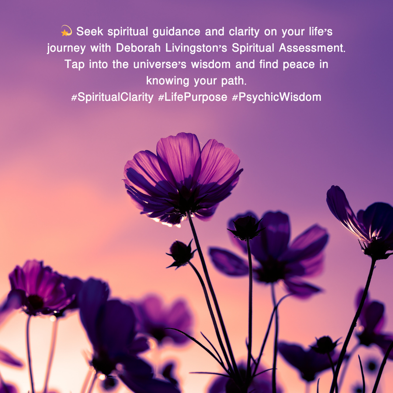 💫🔍 Seek spiritual guidance and clarity on your life's journey with Deborah Livingston's Spiritual Assessment. Tap into the wisdom of the universe and find peace in knowing your path. #SpiritualClarity #LifePurpose #PsychicWisdom rfr.bz/tl8ejpu