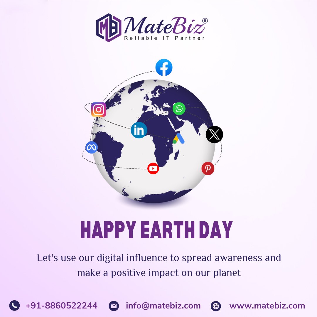 🌍 Happy Earth Day from Matebiz! 🌿

#matebiz #EarthDay24 #happyearthday🌍 #momentmarketing
#webdesign #webdevelopment #digitalmarketingservices #seoservices #graphicdesignservices #socialmediamanagement #ppcservices #nspdelhi #matebizindia #digitalmarketingagency