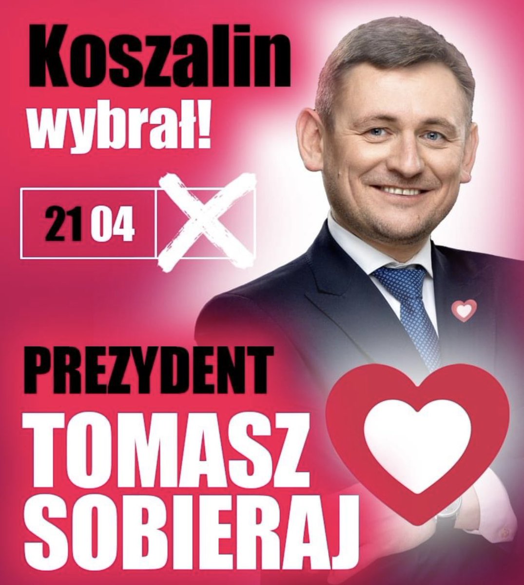 Koszalin wybrał‼️
Nowym Prezydentem Koszalina został Tomasz Sobieraj. Serdecznie gratuluję👏💪
#KoszalinWnaszychSercach❤️✌️