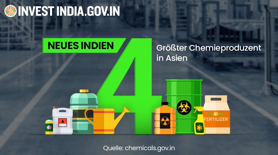 Indiens #Chemie exporte erreichen mehr als 175 Länder und machen 13 % der Gesamtexporte des Landes aus, was erheblich zum globalen Marktzugang und zum wirtschaftlichen Engagement beiträgt. Mehr erfahren: bit.ly/II-Chemicals #HerstellenInIndien #InvestierenInIndien @cgmunich
