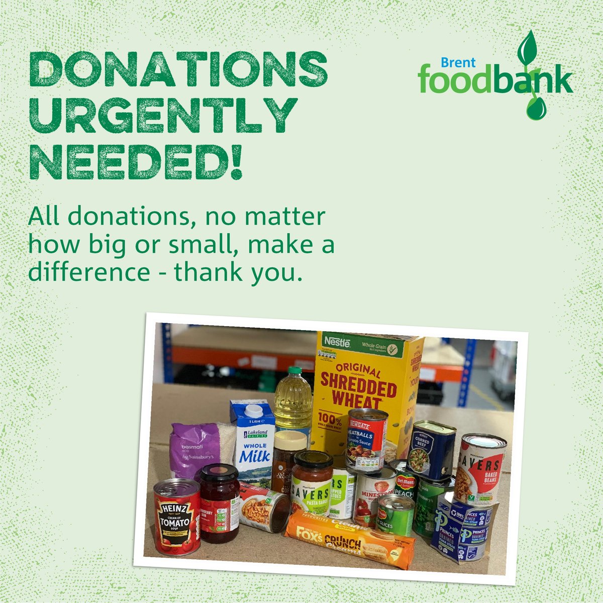 It's been a busy start to the year - we're currently feeding almost 1,200 people a month, over a third of whom are children. Our shelves are worryingly empty so we urgently need donations to meet this demand. All donations make a difference! 💚➡️brent.foodbank.org.uk/give-help/dona…