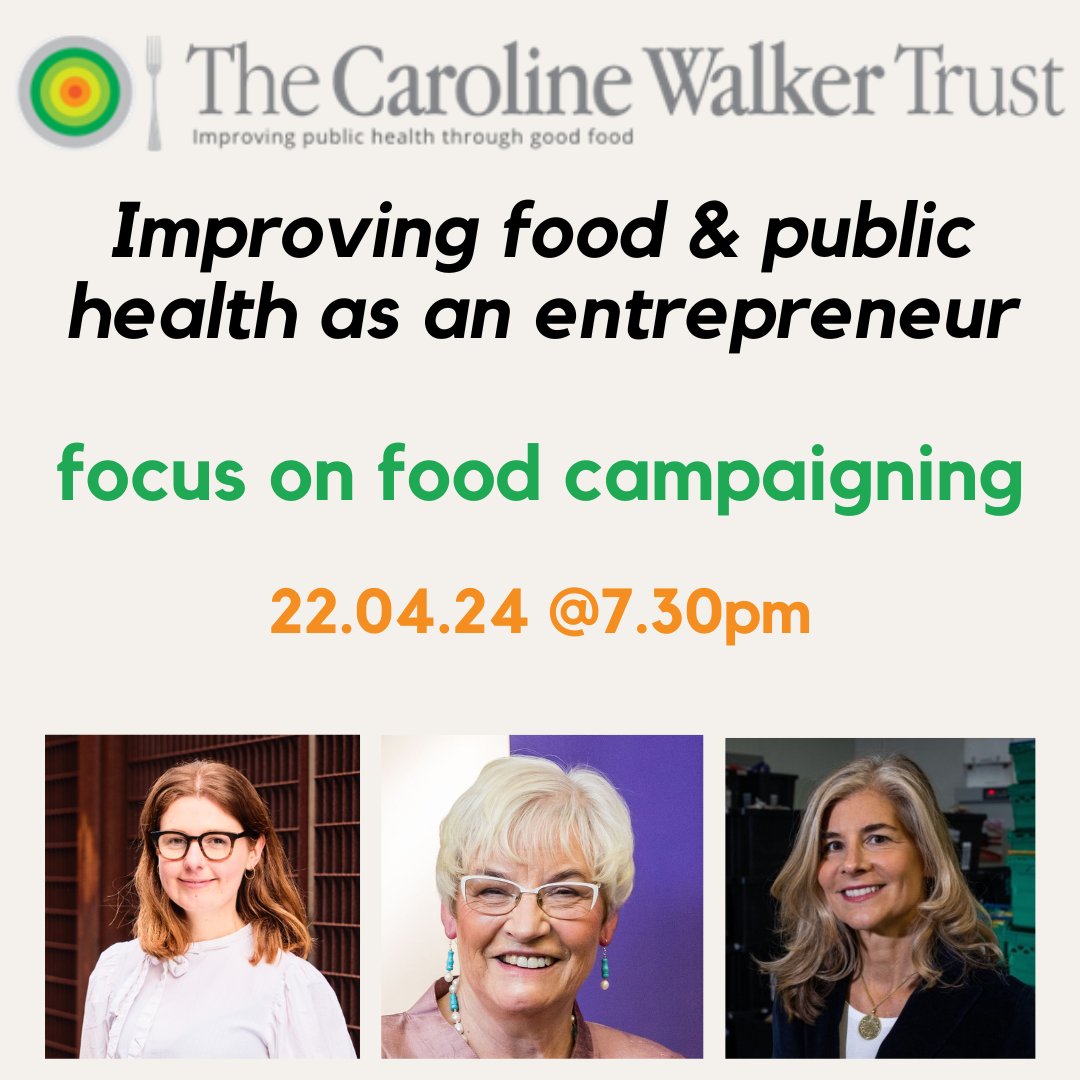 FINAL CALL for our online lecture this evening as 7.30pm. Hear from: Dr Margaret Ashwell, Cath Ellison and Laura Winningham on food campaigning and how their work and others in this field have benefited the UK’s public health. Book your place on bit.ly/3w0y5cb