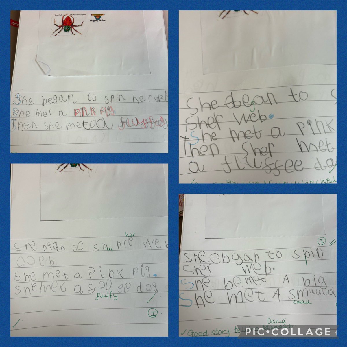 Super impressed with Pearl class! This was our first time at using the @MightyWriter_UK to retell the story of The Very Busy Spider 🕷️ and we had some children choosing to have a go at using colour coded writing! ✍️@AllentonLit #Summerterm #eyfs