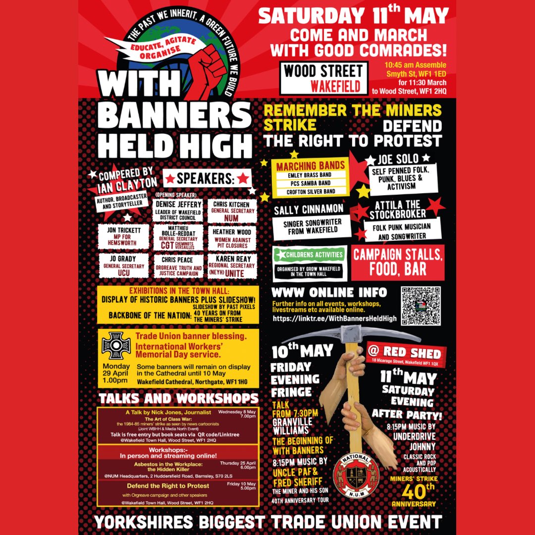 Any members interested in attending With Banners Held High in Wakefield on Saturday 11th May, please let the branch know by the end of tomorrow (Tuesday 23rd) as the branch will look to cover travel costs. Hope to see you there!