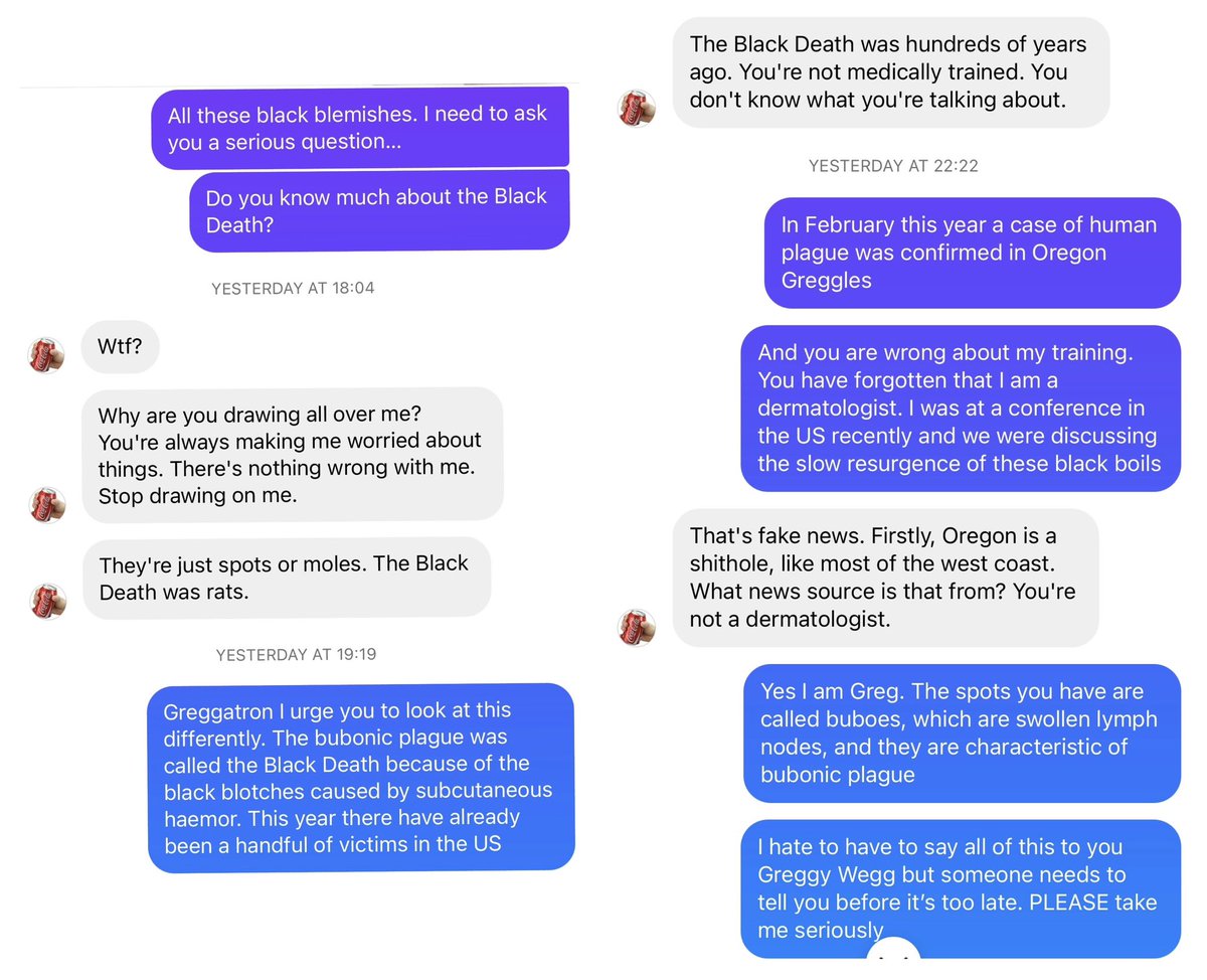 deathtospinach's tweet image. Twitter friends, please join me in prayer for long-term sex pest Greg, who I have just diagnosed with bubonic plague

🙏