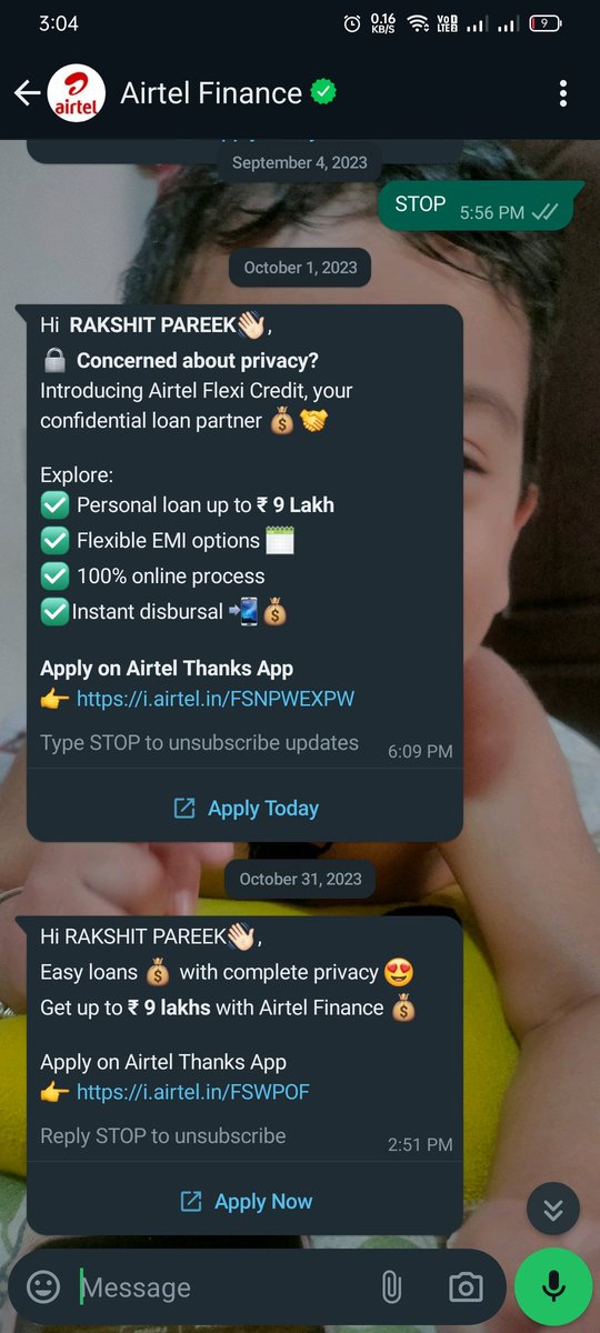 rakshhuu's tweet photo. @TRAI @airtelindia @jagograhakjago even after unsubscribing multiple times, you have the audacity to keep on bugging me on WhatsApp! Is your marketing team sleeping or you've hired monkeys?! https://t.co/CoMDWsNgZF