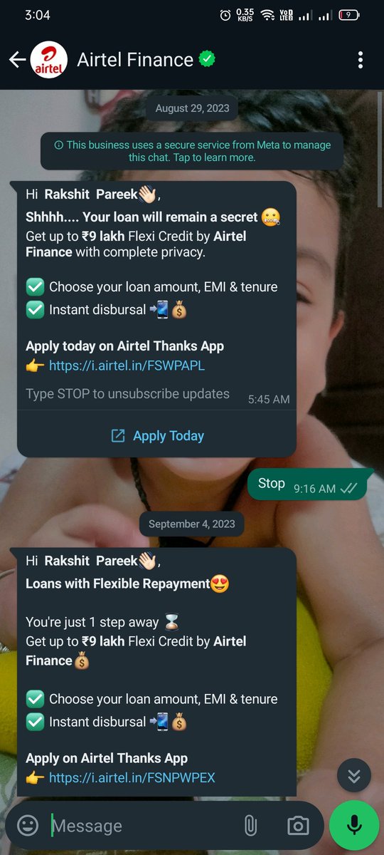 rakshhuu's tweet photo. @TRAI @airtelindia @jagograhakjago even after unsubscribing multiple times, you have the audacity to keep on bugging me on WhatsApp! Is your marketing team sleeping or you've hired monkeys?! https://t.co/CoMDWsNgZF