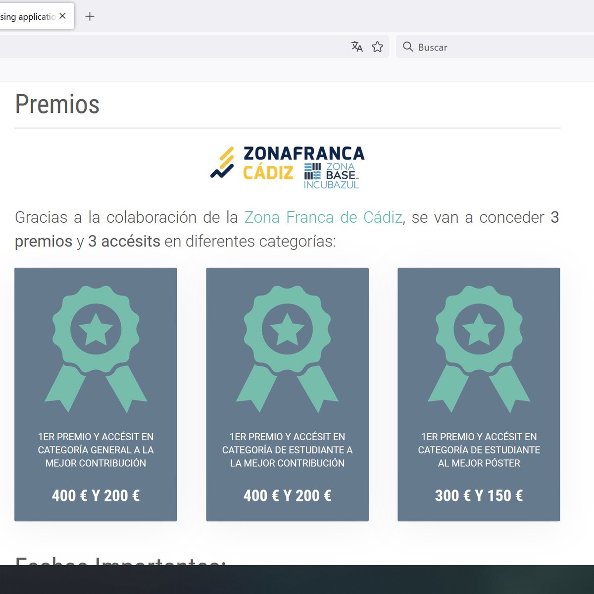 Gracias a la Colaboración de la Zona Franca de Cádiz @zonafrancacadiz se concederán: ℹ️ 6 premios 🪪💰durante el XX Congreso de la Asociación Española de Teledetección organizado por el @ICMAN_CSIC @CSIC @univcadiz #AET2024Cadiz Cádiz, 4 al 7 de junio