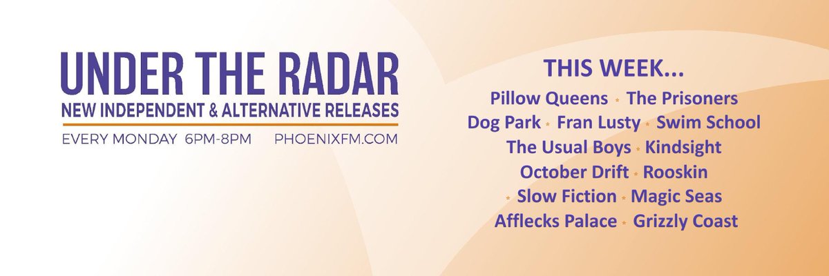 Tonight 6-8pm on @phoenixfm new music from @PillowQueens @kynsy___ @magic_seas @spielmannsongs @franlustymusic @Kindsight2 @rooskinband @weareswimschool @grizzlycoast @AliceLilyMusic @mayalaneuk @NoTheeNoEss @Millieboltonn @slowfictionband @afflecks_palace @bl00msday @feetband