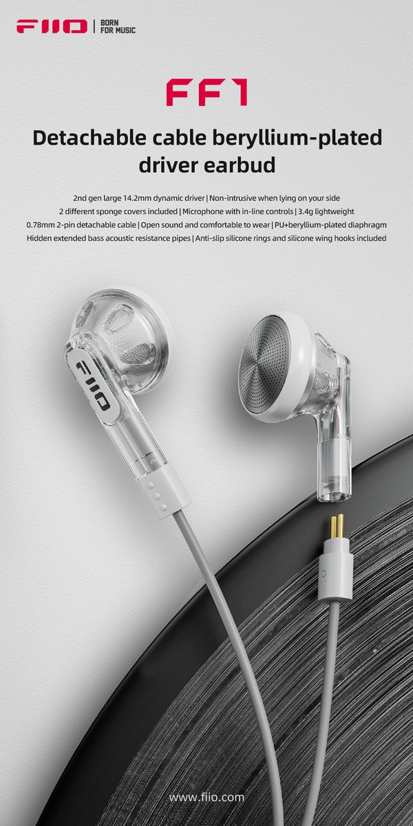 Detachable Cable Beryllium-Plated Driver Earbuds FF1 Transparent Version Is Officially Released! fiio.com/newsinfo/91296… Click the link below to take it home right away: aliexpress.com/item/325680576…