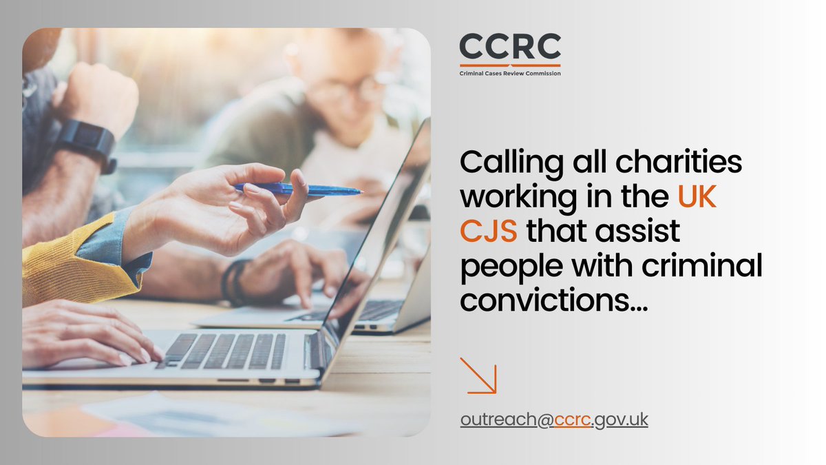 Do you work for a UK #charity that assist people who may have a #criminal #conviction? ⚖️ The CCRC offers FREE, 1 hour, online or in person info sessions for those who work in the #cjs voluntary sector, where you can get to know the work we do. Sign-up 👉 outreach@ccrc.gov.uk