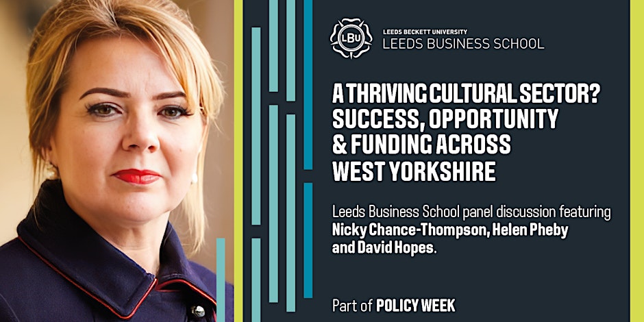 Join our CEO @NickyCTMBEDL at @leedsbeckett's panel event exploring culture, creativity & their vital role in our local economy on 24 April! 🗣 She'll be alongside leaders from @WestYorkshireCA & @LeedsMuseums sharing insights on supporting & investing in this vibrant sector.