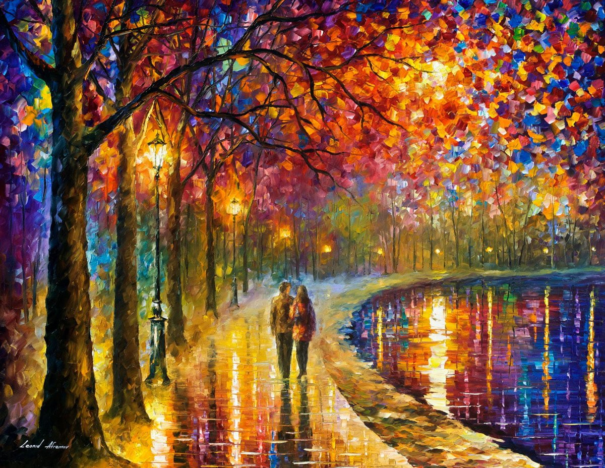 SPIRITS BY THE LAKE - Large-Size Original Oil Painting ON CANVAS by Leonid Afremov (not mixed-media, print, or recreation artwork). 100% unique hand-painted painting. Today's price is $99 including shipping. COA provided afremov.com/spirits-by-the…