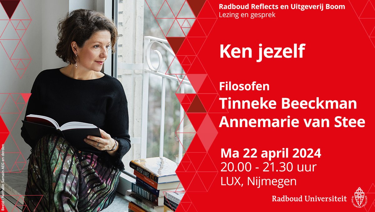 Vanavond: Ken jezelf. De Vlaamse filosoof Tinneke Beeckman gaat op zoek naar de grote vragen van het leven en gaat hiervoor te rade bij de klassieke filosofen. Kom en leer hoe filosofie ons kan helpen bij de zoektocht naar onszelf. bit.ly/4aWDU9K @LUX_Nijmegen