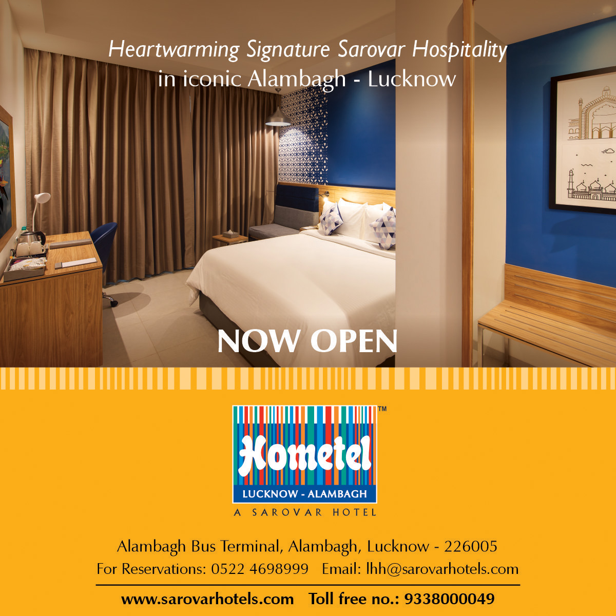 #NOWOPEN

Hometel Alambagh - Lucknow
The hotel features 104 well-appointed rooms & suites, a contemporary all-day dining, Flavours along with state-of-the-art banqueting & conferencing facilities for up to 1400 guests. 

*Bookable from - 01.05.2024